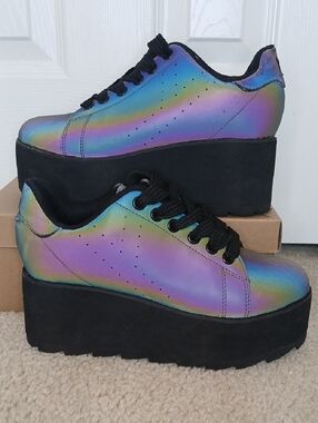 YRU Lala Reflective Platform Sneakers Womens 8/39